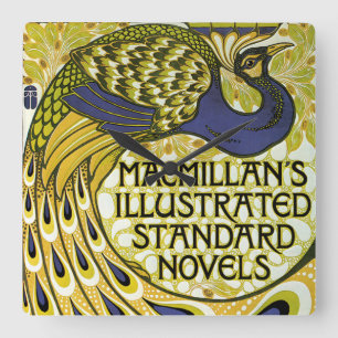 Relógio Quadrado Arte Nova Vintage, Pena de Pavão da Macmillan