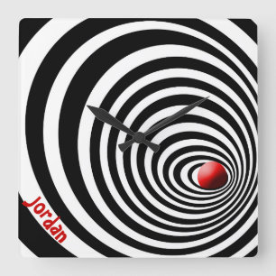 Relógio Quadrado Arte Óptica do Túnel de Tempo