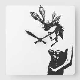 Relógio Quadrado Arte Plena Punk Porto-Riquenho