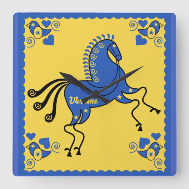 Relógio Quadrado Arte popular tradicional da Ucrânia   (Frente)