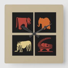 Relógio Quadrado Arte tribal abstrato africana