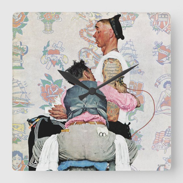 Relógio Quadrado Artista do tatuagem (Frente)