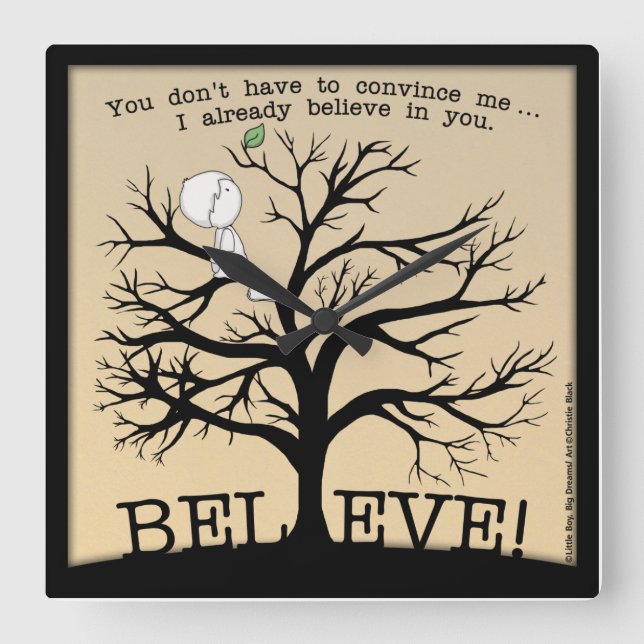 Relógio Quadrado Árvore Blooming (Frente)