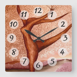 Relógio Quadrado Árvore dançante