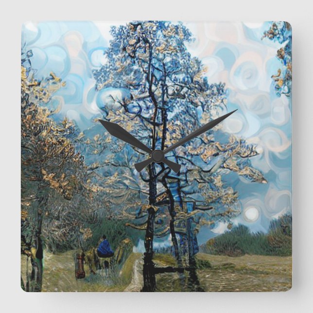 RELÓGIO QUADRADO ÁRVORE FIR (Frente)