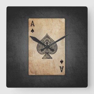 Relógio Quadrado Ás de espadas travesseiro decorativo