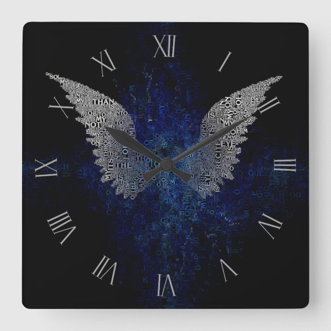 Relógio Quadrado Asas brancas (Frente)