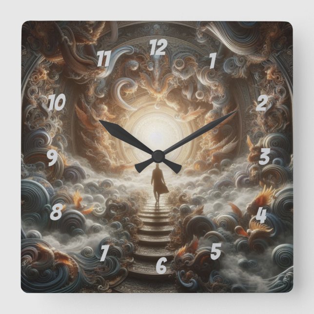 Relógio Quadrado Ascension to the Light (Frente)