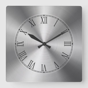 Relógio Quadrado Aspecto de Design metálico brilhante prateado metá