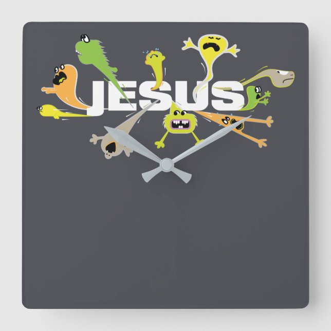 Relógio Quadrado Assustador Jesus (Frente)