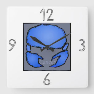 Relógio Quadrado Astrologia Bloqueio de Parede de Cancer de Sinal Z