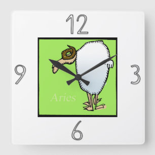 Relógio Quadrado Astrologia - Símbolo Zodiac Aries Wall Clock