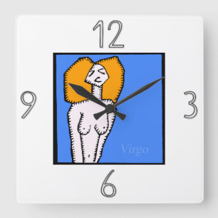 Relógio Quadrado Astrologia Símbolo Zodiac Virgo Wall Clock