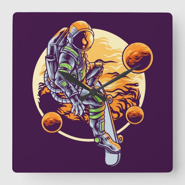 Relógio Quadrado Astronaut Square Wall Clock (Frente)