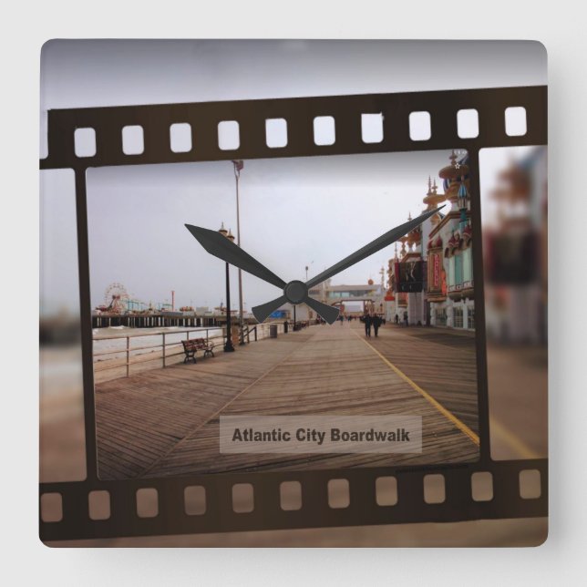 Relógio Quadrado Atlantic City Beach Boardwalk sobre cinema (Frente)