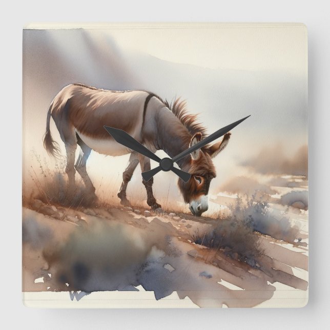 Relógio Quadrado Atlas Donkey AREF409 - Watercolor (Frente)