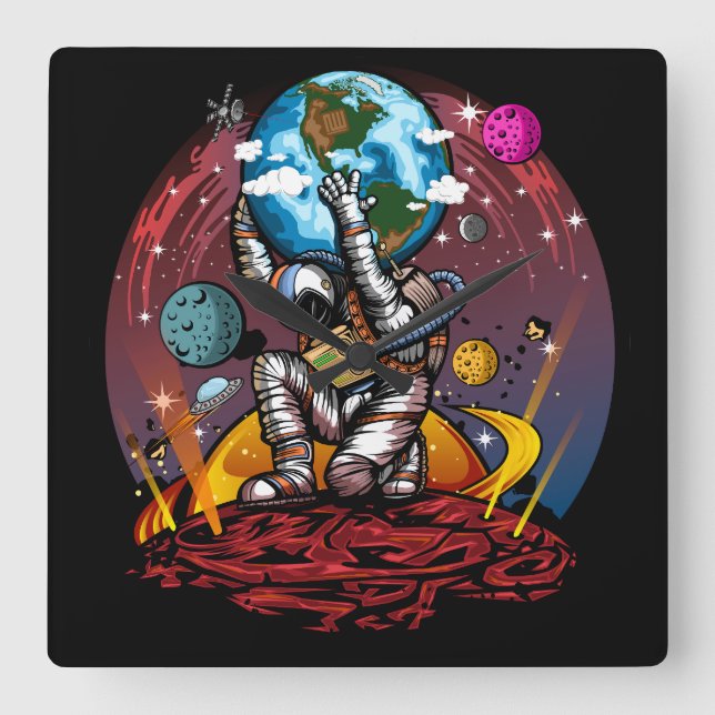 Relógio Quadrado Atlas Space Man (Frente)