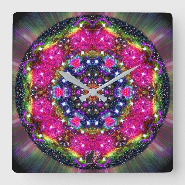 Relógio Quadrado Atmospheric Stellar Kaleid (Frente)