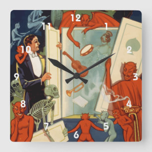 Relógio Quadrado Ato de Mágica do Mágico Antigo Carter o Grande