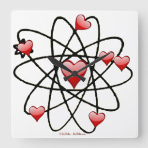 Relógio Quadrado Atomic Valentine Corações Vermelhos