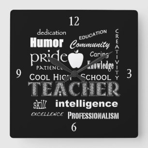 Relógio Quadrado Atributos legal do professor de segundo grau+Apple