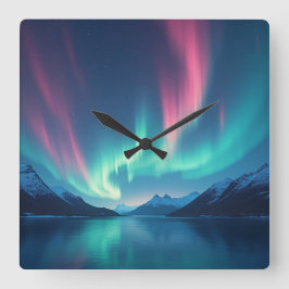 Relógio Quadrado Aurora Islandesa