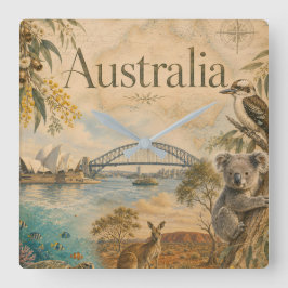 Relógio Quadrado Austrália para amantes da Austrália