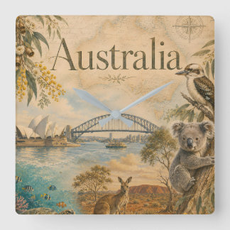 Relógio Quadrado Austrália para amantes da Austrália