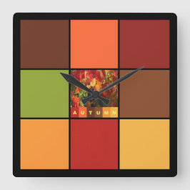 Relógio Quadrado Autumn Color Blocks