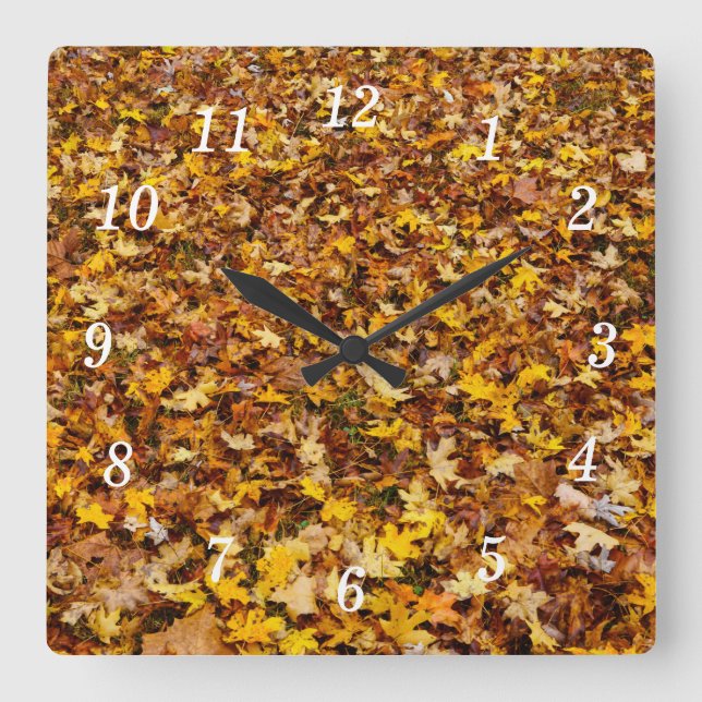 Relógio Quadrado Autumn Deixa o Abstrato Wall Clock (Frente)
