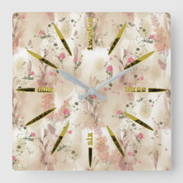 Relógio Quadrado Autumn Neutral-toned Elegant Botanical theme