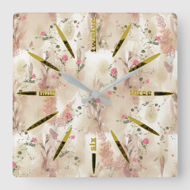 Relógio Quadrado Autumn Neutral-toned Elegant Botanical theme (Frente)
