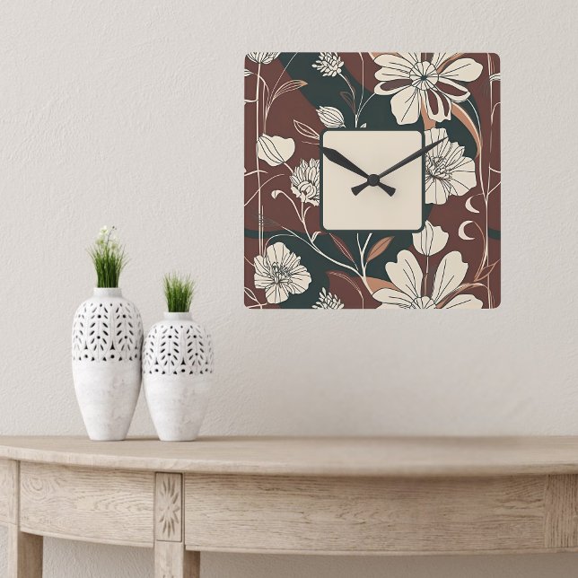 Relógio Quadrado Autumn Noir Blossoms Wall Clock (Criador carregado)