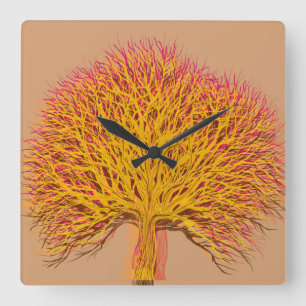 Relógio Quadrado Autumn Tree #3