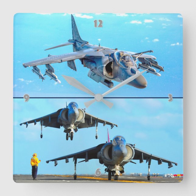 RELÓGIO QUADRADO AV-8B HARRIER II (Frente)