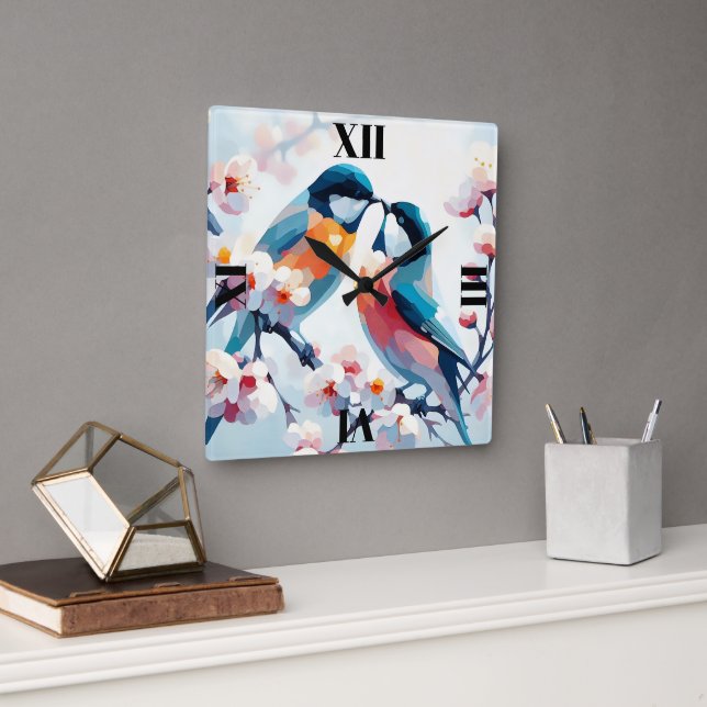Relógio Quadrado Aves de caça selvagens (Escritório)