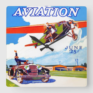 RELÓGIO QUADRADO AVIAÇÃO CLÁSSICA DE RETRO A PARTIR DA DÉCADA D