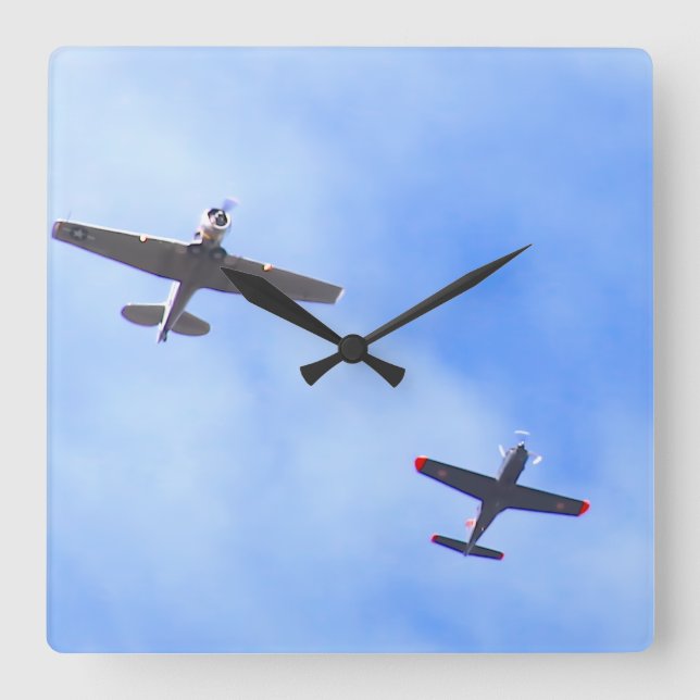 Relógio Quadrado Avião de guerra (Frente)