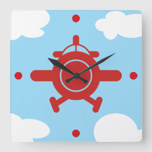Relógio Quadrado Avião no céu