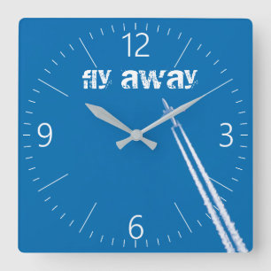 Relógio Quadrado Avião voador