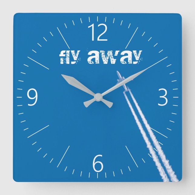 Relógio Quadrado Avião voador (Frente)
