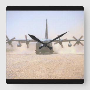 Relógio Quadrado Aviões de C-130 Hercules Transport_Military