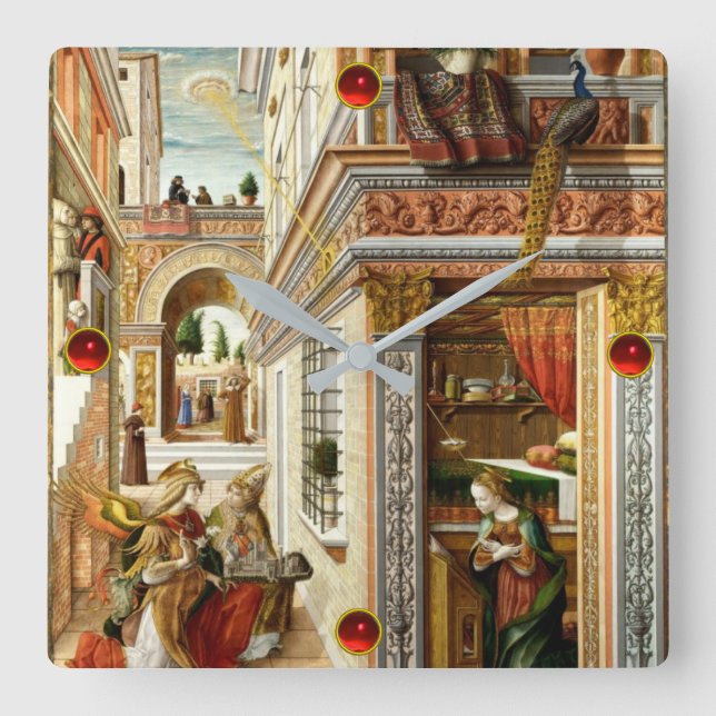 Relógio Quadrado Aviso, santo Emidius e um UFO (Frente)