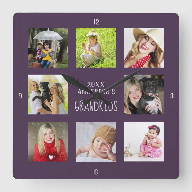 Relógio Quadrado Avô Avô, Avô, PHOTO Collage Gift (Frente)