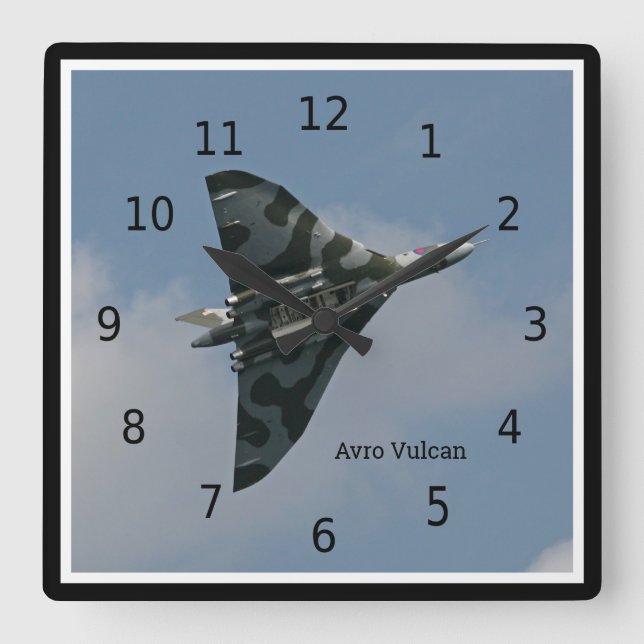 Relógio Quadrado Avro Vulcan Delta Wing Bomber, personalizável (Frente)