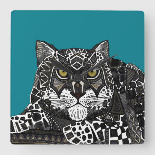 Relógio Quadrado azul-de-leopardo-da-neve