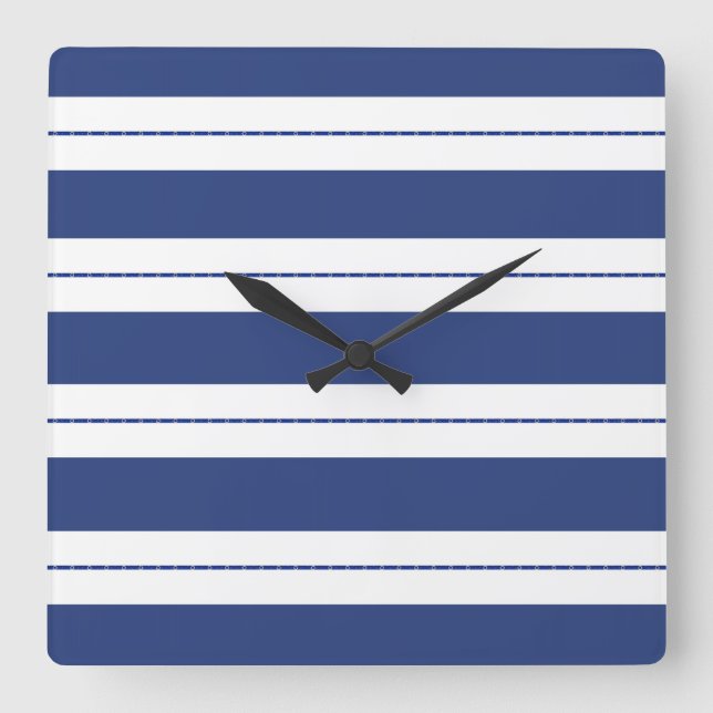 Relógio Quadrado Azul e branco riscado (Frente)