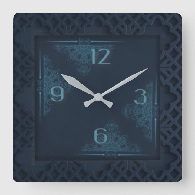 Relógio Quadrado Azul escuro (Frente)