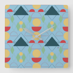 Relógio Quadrado Azul Geométrico do meio século 
