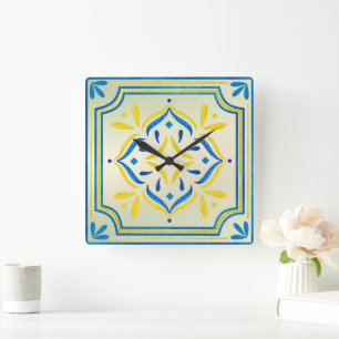 Relógio Quadrado Azulejo
